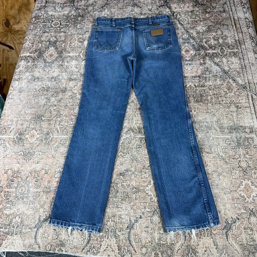 Wrangler 936PWD Cowboy Cut Slim Fit Blue Distressed Jeans 33x34 Mexico